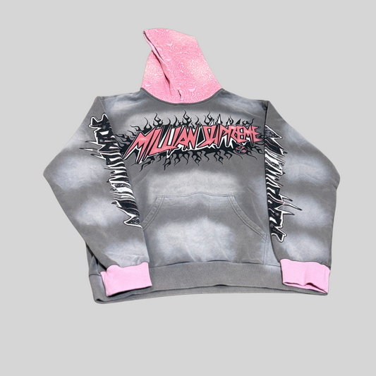 MILLIAN SUPREME "WINNER STATE OF MIND" GREY/PINK HOODIE